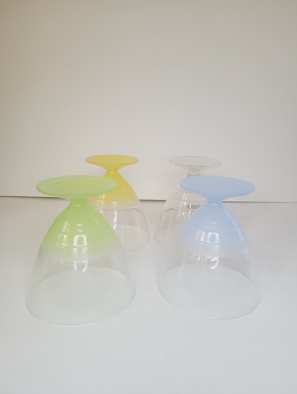 Vintage ARC (Arcoroc) France Pastel Glassware Dessert Yellow Green Blue Clear - Picture 2 of 5